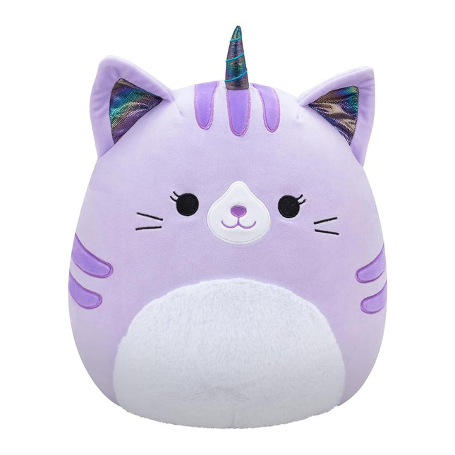 Squishmallows Original 14-Inch Analea Purple Tabby Caticorn with Fuzzy White Belly - Official Jazwares Large Plush