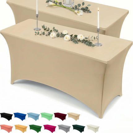 Utopia Kitchen Spandex Tablecloth 2 Pack [8FT, Cha