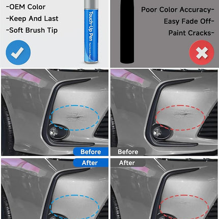 RSACET 1D6 Silver Sky Touch Up Paint Compatible with Toyota Exact Match Touch Up Paint Car Scratch Repair