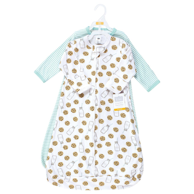 Hudson Baby Bebé Algodón Saco de Dormir Usable de Manga Larga, Manta, Galletas de Leche y Menta Manga Larga, 12-18 Meses