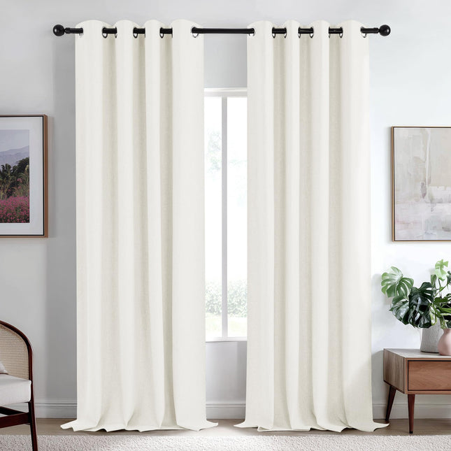 Deconovo 100% Blackout Curtains, Faux Linen Gromme