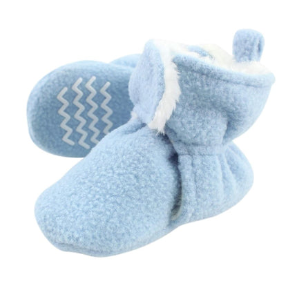 Hudson Baby Unisex Baby Cozy Fleece and Faux Sherpa Booties, Light Blue, 6-12 Months Infant