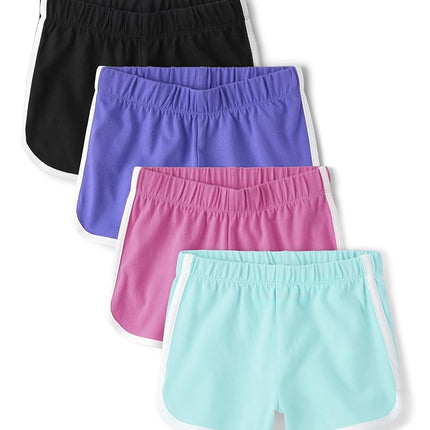 The Children's Place Girl's Dophin Shorts, Black/Purple/Pink/Aqua 4-Pack, X-Large