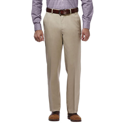 Haggar mensHC10884Premium No Iron Classic Fit Expandable Waist Plain Front Casual Pants - Beige - 40W x 29L
