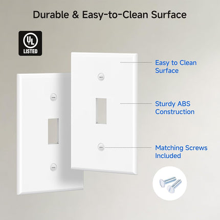 Cable Matters 10-Pack Single-Gang Toggle Switch Wall Plate (Wall Switch Cover) in White