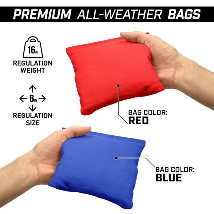 GoSports Juego de tabla de cornhole de madera de tamaño reglamentario de 4 x 2 pies - Diseño de roble rojo, incluye 2 tablas, 8 sacos de semillas, estuche de transporte y reglas del juego