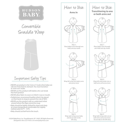 Hudson Baby Unisex Baby Convertible Swaddle Sleep Sack, Eucalyptus, 0-3 Months