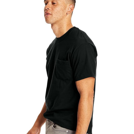 Hanes Men's Short Sleeve Pocket Tee Value Pack (Available in 1 Or 2 Pack), Deep Red (2 Pack), Large