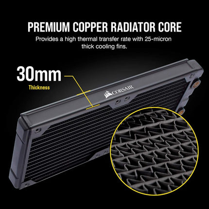 Corsair Hydro X Series, XR5 280 mm Water Cooling Radiator (Dual 140 mm Fan Mounts, Easy Installation, Premium Copper Construction, Polyurethane Coating, Integrated Fan Screw Guides) Black