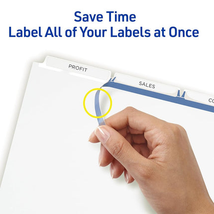 Avery 3-Tab Unpunched Binder Dividers, Easy Print & Apply Clear Label Strip, Index Maker, White Tabs, 25 Sets (11442)