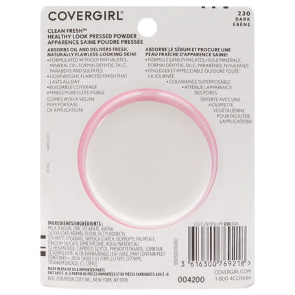COVERGIRL Polvo Compacto Clean Fresh, Oscuro, 0.35 Oz