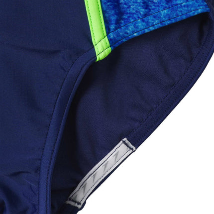 Speedo Girls Racerback Sport Splice One Piece Swimsuit (as1, Alpha, l, Regular, Dark Blue/Neon Green)