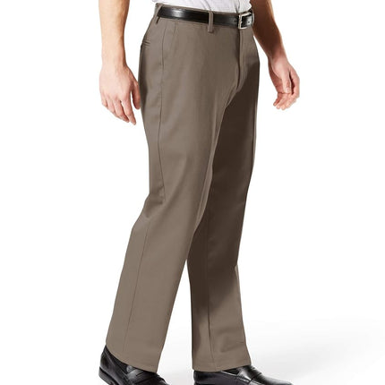 Dockers Men's Straight Fit Signature Lux Cotton Stretch Khaki Pant-Creased, Black, 40W x 30L