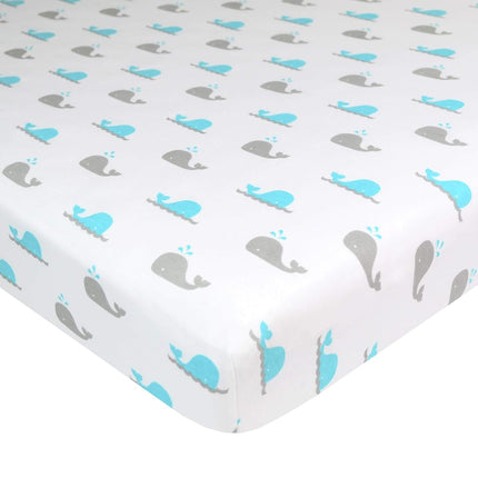 American Baby Company Printed 100% Natural Cotton Jersey Knit Fitted Pack N Play Playard Sheet, Navy Whale/Grey Zigzag, Soft Breathable, for Boys & Girls, Pack of 2, 27x39 Inch (Pack of 2)