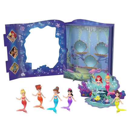 Disney Princess Toys, Ariel Story Pack with 7 Mermaid Dolls, Small Dolls, Figures and Accessories Inspired by Disney’s The Little Mermaid, HLW96