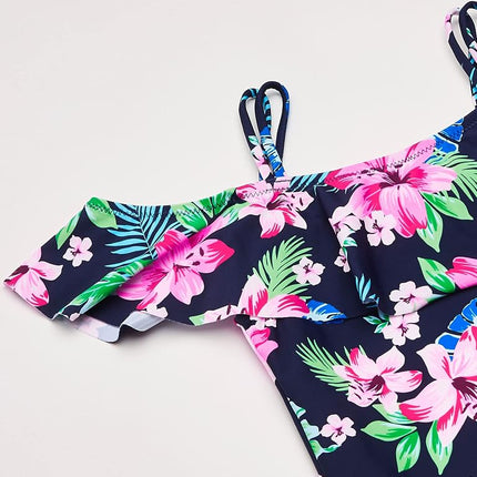 Kanu Surf Traje de baño de una pieza con protección solar UPF 50+ para niña, modelo Peggy, color azul marino, talla 10