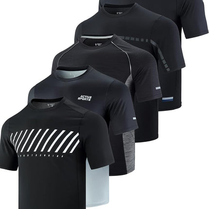 5 Pack Men’s Active Quick Dry Crew Neck T Shirts |