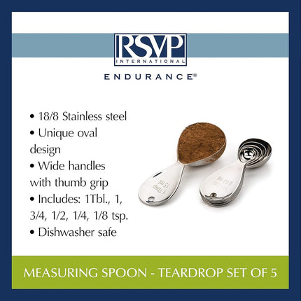 RSVP International Endurance (MOD-S) Oval Measuring Spoons, Stainless Steel