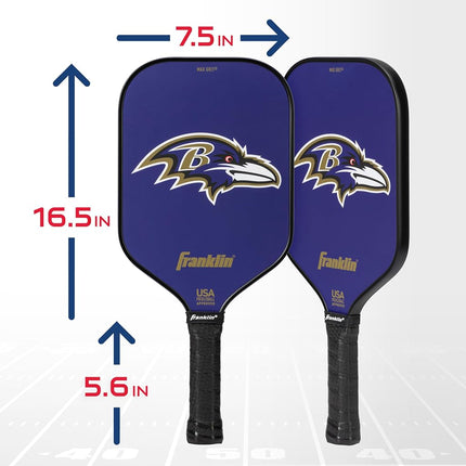 Franklin Sports NFL Baltimore Ravens Pickleball Paddle - Official NFL Team Pickleball Paddles - USAP (USAPA) Approved Premium Quality Pickleball Paddles - Authentic Team Logos + Colors