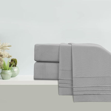 Elegant Comfort Luxurious Microfiber GIFT BOX 4-Piece Bedding Sheet Set, Breathable, Soft 1500 Premium Hotel Quality, Deep Pocket and Easy Fit, Cali King, Silver Gray