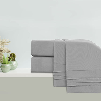 Elegant Comfort Luxurious Microfiber GIFT BOX 4-Piece Bedding Sheet Set, Breathable, Soft 1500 Premium Hotel Quality, Deep Pocket and Easy Fit, Cali King, Silver Gray