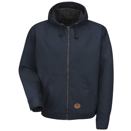 Red Kap Men's Blended Duck Zip Front Hooded Jacket, Navy Duck, L