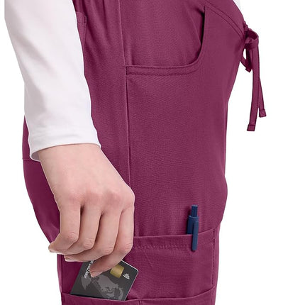Dickies EDS Signature Scrubs for Women, Drawstring Cargo Pants for Women in Soft Brushed Poplin 86206, Wine, XXXL