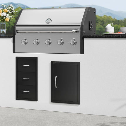 VEVOR BBQ Access Door, 415x570 mm Single Outdoor Kitchen, Cold Plate Flush Mount, Wall Vertical With Handle, for BBQ Island, Grilling Station, Outside Cabinet