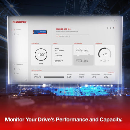 WD Blue SN5100 NVMe SSD 4TB (Up to 6,900 MB/s read speeds, M.2 2280, PCIe Gen 4.0, nCache 4.0, SANDISK 3D CBA NAND technology, Acronis True Image data migration software) POWERED BY SANDISK