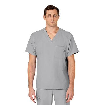 WonderWink W123 6355 Men's V-Neck Top, Pewter, 4-XLarge