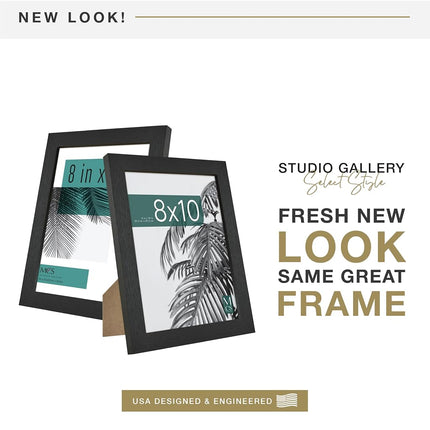 MCS Studio Gallery Cadre photo 20x25 cm, grain de bois noir, accrochage mural vertical et horizontal et chevalet pour affichage sur table, cadre photo rectangulaire pour photos, affiches et impressions d'art (1 pièce)