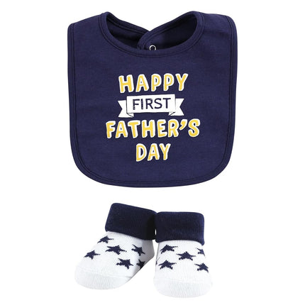 Hudson Baby Juego de babero y calcetines de algodón unisex para bebé, para el Día de la Madre y el Padre, talla única
