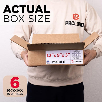 Paclord 6 Cajas de Cartón Medianas de 30.5 x 22.9 x 7.6 cm (L x A x H) - Cajas de Embalaje Fabricadas en EE. UU. para Mudanzas, Envíos o Almacenamiento - Aprobadas por USPS