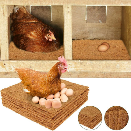 Abizarch 10Pcs Chicken Nesting Pads 13"x13", Natural Coconut Palm Hens Nest Bedding Mats,Multifunctional Chicken Nesting Box Liners for Hen Laying Eggs
