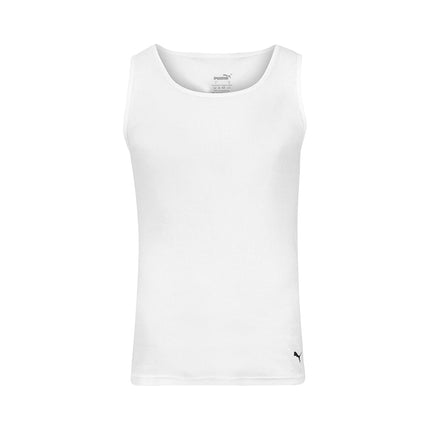 PUMA Men's 3 Pack Ribbed Tank Tops Undershirt, White/Gray/Black, S