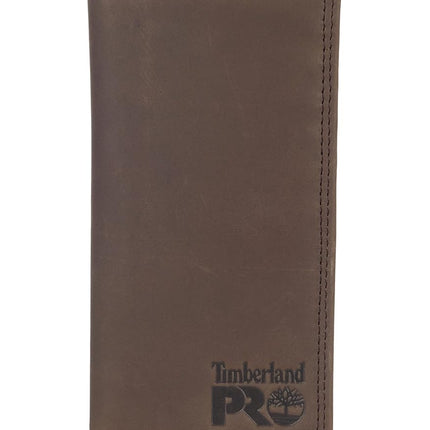 Billetera Timberland PRO de cuero larga plegable para hombre con RFID, marrón oscuro, talla única