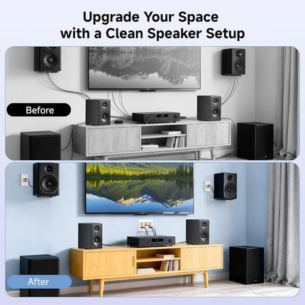 Cable Matters Triple Gang 7.1 Speaker Wall Plate with HDMI, Home Theater Wall Plate, Banana Plug Binding Post FacePlate, White
