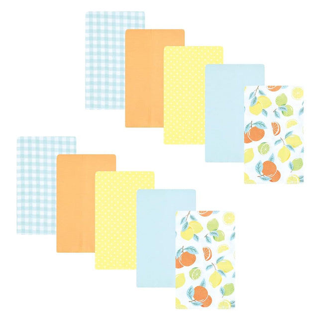 Hudson Baby Unisex Baby Flannel Burp Cloth 10pk, Citrus Mint, One Size