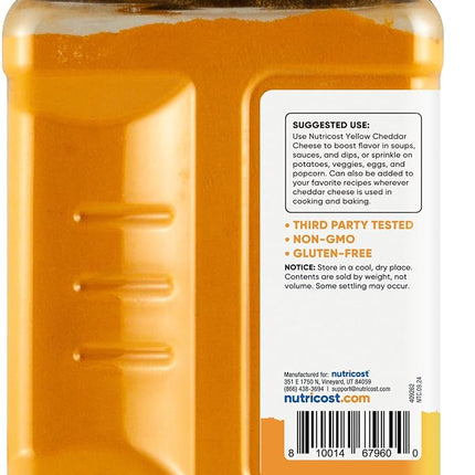 Nutricost Pantry Yellow Cheddar Cheese Powder (1.1 kg per Bottle) - Powdered Cheese :: Great for Cooking, Baking, Popcorn and More!