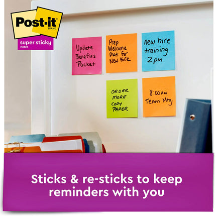 Blocs-notes Post-it Super Sticky Pop-up, 76x76 mm, 10 blocs, puissance de collage 2X, collection Rio de Janeiro, couleurs vives (orange, rose, bleu, vert), recyclables (R330-10SSAU)