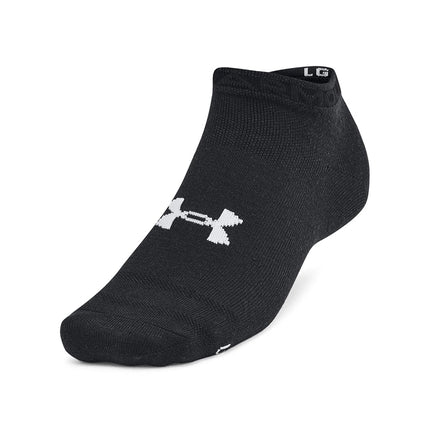 Under Armour Unisex Adult Essential Low Socks (6-Pack), (001) Black / Black / Castlerock, Small
