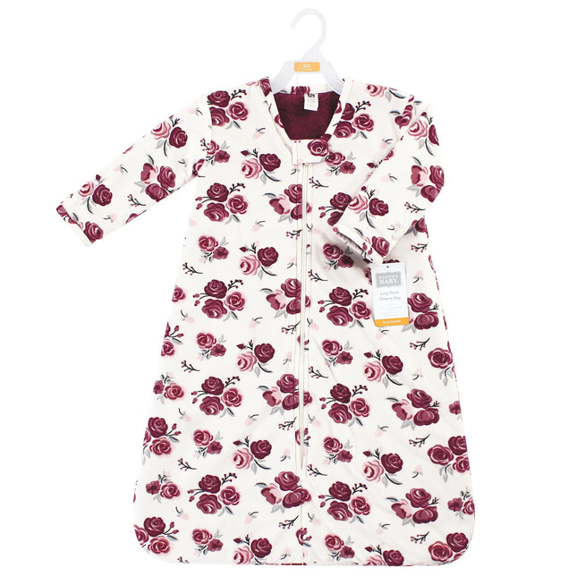 Hudson Baby Saco de Dormir Unisex de Manga Larga de Felpa Piel Sintética, Manta Usable, Rosa, 6-12 Meses