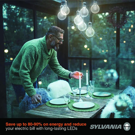 SYLVANIA G25 Clear Globe LED White Filament Bulb, 3.5W, Dimmable, 300 LMS, Medium Base, 5000K, Daylight - 2 Pack (42253)
