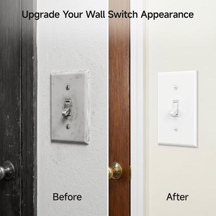 Cable Matters 10-Pack Single-Gang Toggle Switch Wall Plate (Wall Switch Cover) in White