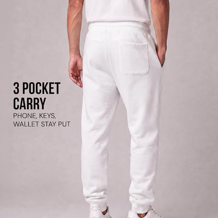 Southpole Men's 1570 Basic Active Fleece Jogger Sweatpants, White a, Small