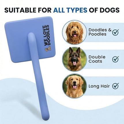 We Love Doodles - Slicker Brush for Medium or Long Haired Dogs - Best Brush for Doodles - Long Pin, Blue