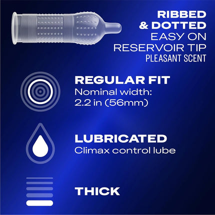 "Durex Performax Intense Lubricated Ribbed Dotted Premium Condoms, 3 ct
