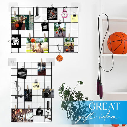 CIKLCIX Wire Wall Grid Panel Set of 2, Photo Display Board & Memo Board