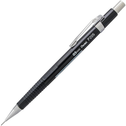 Pentel Sharp Mechanical Pencil, (0.5mm), Fine Line, Black Barrel, Pack of 4 (P205PF4A)