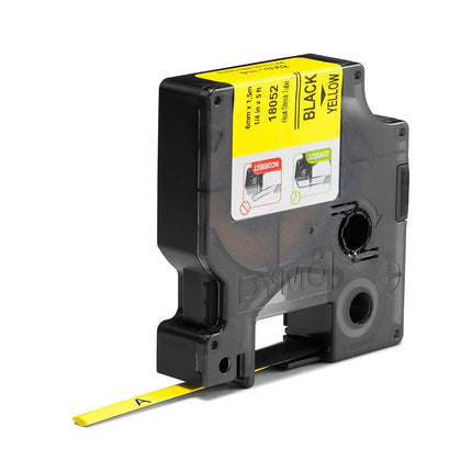 DYMO Rhino Industrial Heat-Shrink Cable Label Tubes | 6 mm x 1.5 m | Black on Yellow | for Rhino Label Makers
